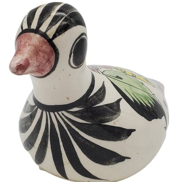 Tonala Ceramic Bird Figure Hand Painted Mexican Pottery Signed Folk Art Figurine - Picture 1 of 10
